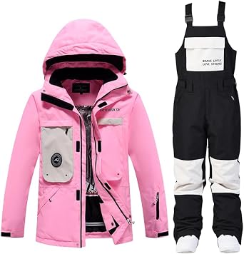 Womens Ski Suit Insulated Snowboard Snowsuit Winter Waterproof Ski Jackets and Pants Set Outdoor Warm Coat