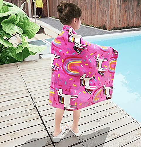 Yifontin Beach Towel For Kids Velvet Terry Blanket Throw 24X48 Inches 100% Cotton For Bath Swimming Travel Camping And Picnic, Unicorn Pink. #TOP5