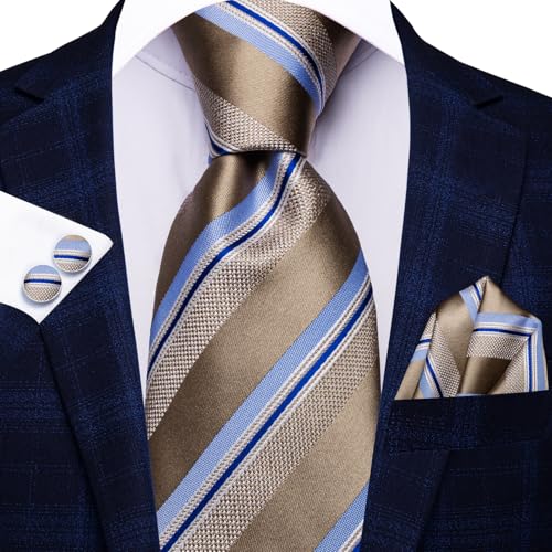 Image of Hi-Tie Men 63inches Tie Set Extra Long Necktie Paisley Tie Pocket Suqare Cufflinks Big and Tall Men Tie