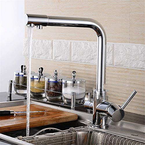 Robinet de cuisine cuivre sans plomb et chrome durable double commande