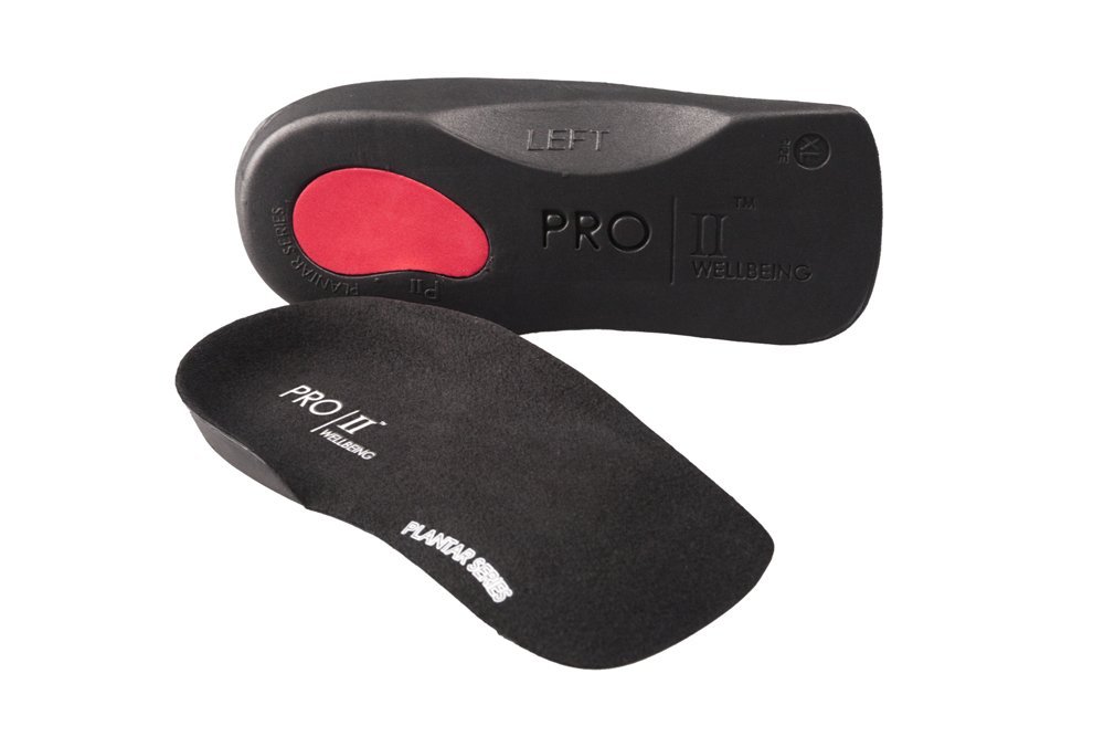 PRO 11 WELLBEINGPRO 11 WELLBEING 1 Pair of Slim Fit 3/4 Orthotic Insoles with Heel Pad for Plantar Fasciitis (5/6.5 UK, Black)