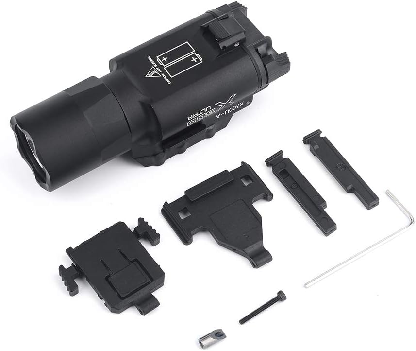 SBGJMY X300 Ultra Light 600 Lumens Tactical Torch Flashlight 2 Mode Constant or Momentary for Pistol Torch Rail and MIL-STD-1913 Picatinny Rail (Black)