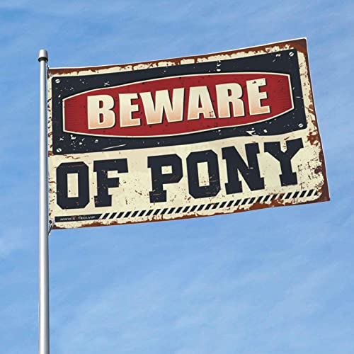 Drapeau Beware Of Pony accessoires de piscine et drapeaux muraux amusants