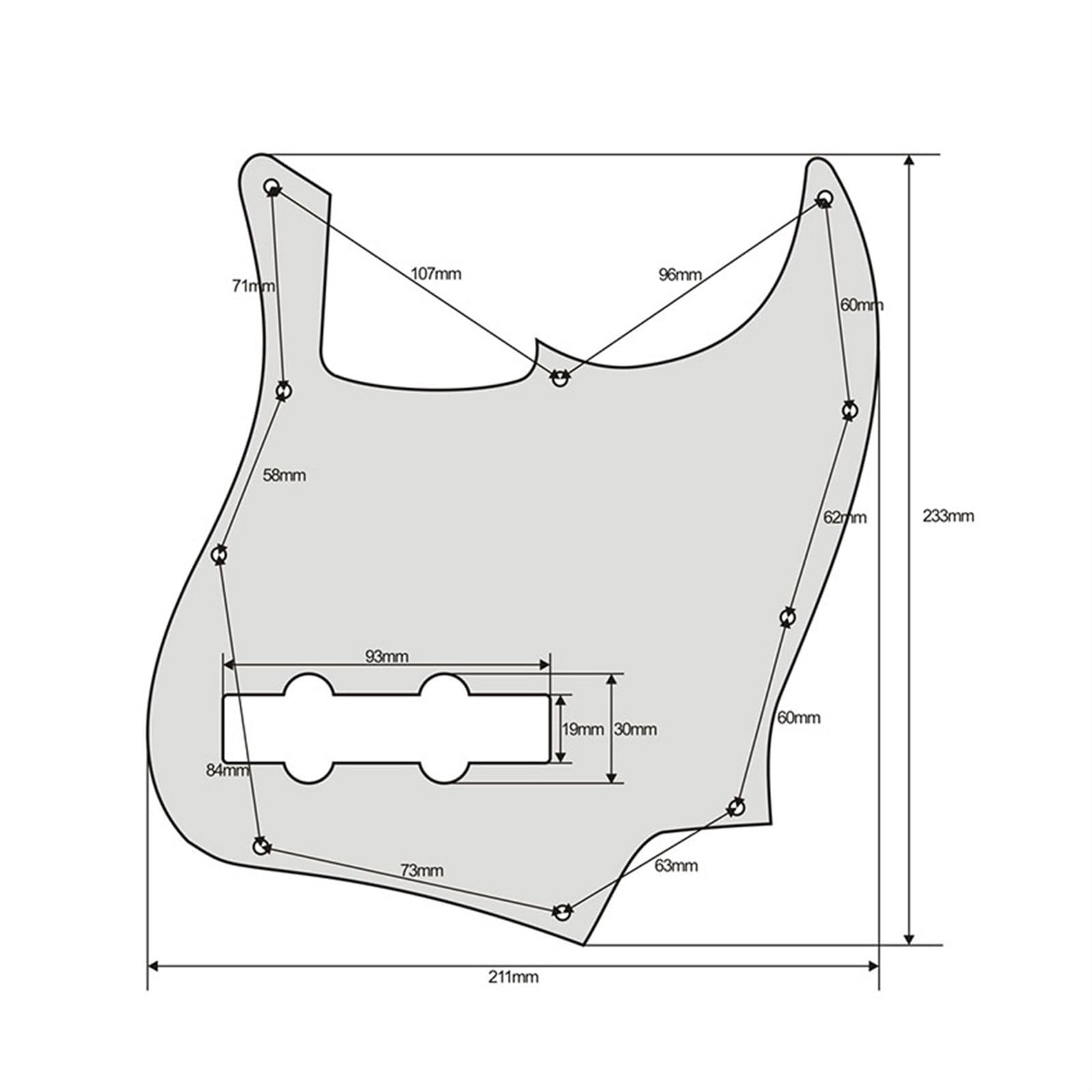 Set Battipenna E Piastra Posteriore Adatto Per Copertura Frontale Del Pannello Battipenna Per Chitarra Elettrica JB A 4 Corde Per Basso Elettrico(White)