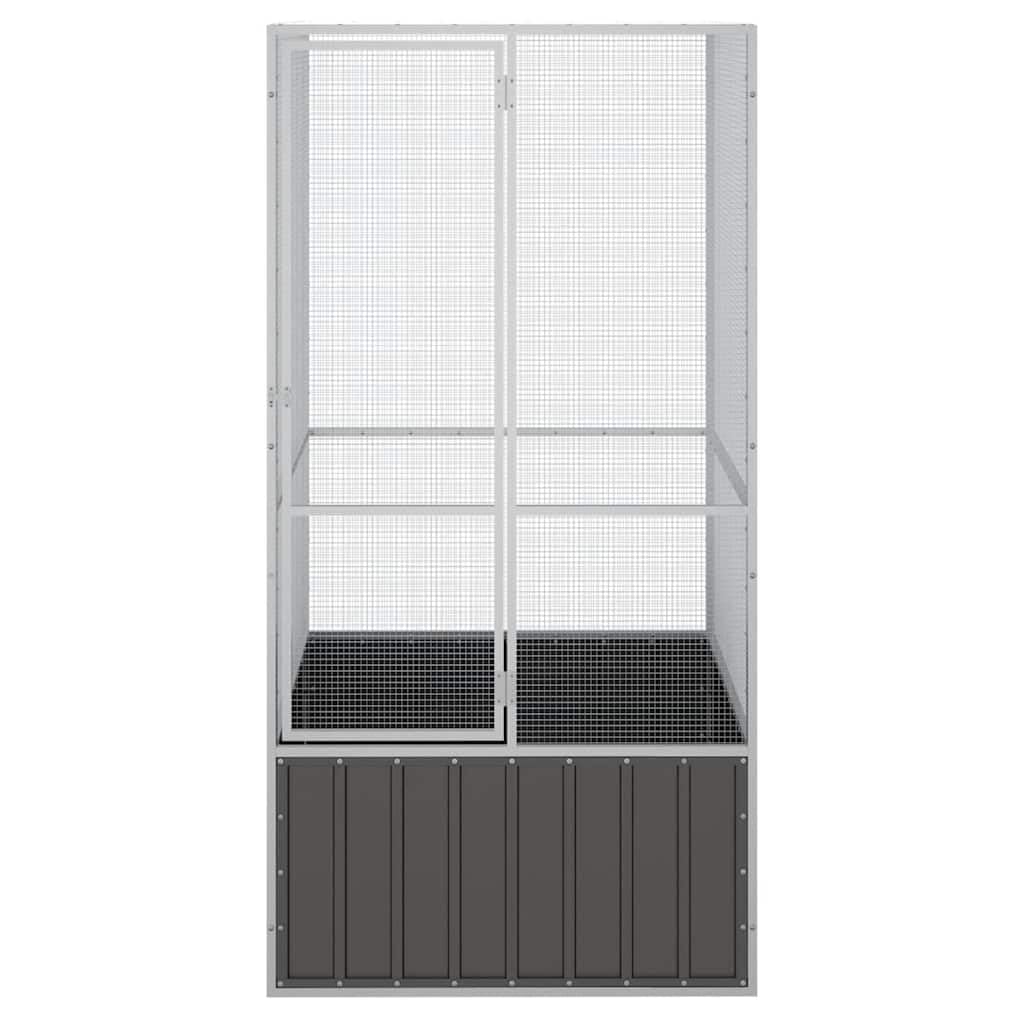 Vogelvoliere Innen Außen Aufzuchtkäfig,All-in-One-Vogelkäfig Außenvoliere Käfig Vogelhaus Voliere,Verzinkter Stahl Vogelkäfig,Anthrazit,111 x 107 x 211.5 cm