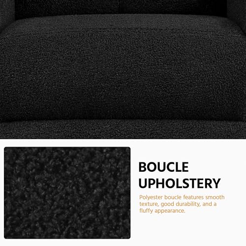 Yaheetech Boucle Recliner Chair Single Sofa Home Theater Seating Adjustable Modern Single Reclining Chair for Living Room Bedroom Home Theater Black