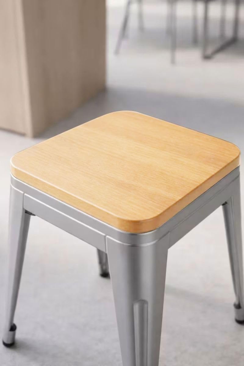 Regalos Miguel - Taburetes Pequeños - Taburete Torix Pequeño Madera Natural - Gris Metalizado