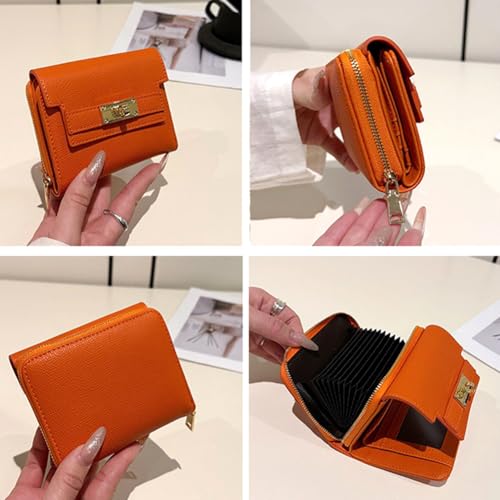 PU Leather Women's Wallet Credit Card Small Wallet Short Large Capacity Card Holder Case Zipper Organizer Accordion Wallet (Gray)2