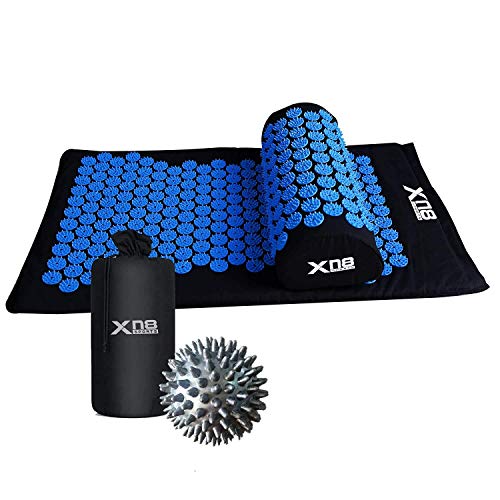 XN8 Esterilla Acupresión Kit de Masaje con Cojín y Esterilla de Masaje alivia el dolor y la presión muscular para masaje de cuello, espalda y pies (con bolsa de transporte) Cover
