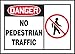 Accuform LVHR002VSP Adhesive Label, Legend"Danger NO Pedestrian Traffic", 3.5" Height, 3.5" Length x 5" Width x 0.004" Thickness, Vinyl, Red/Black on White (Pack of 5)