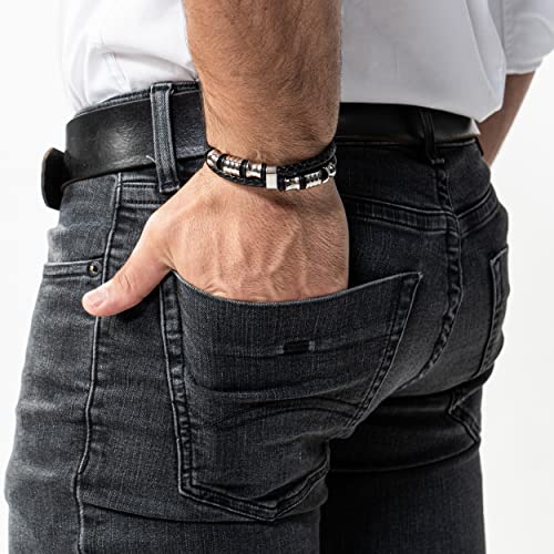 SERASAR Premium Leren Armband voor Heren in Zwart | Magnetische Sluiting van Roestvrij Staal in Zwart, Zilver en Goud | Inclusief Sieradendoosje | Geweldig Cadeau-Idee - Afbeelding 5