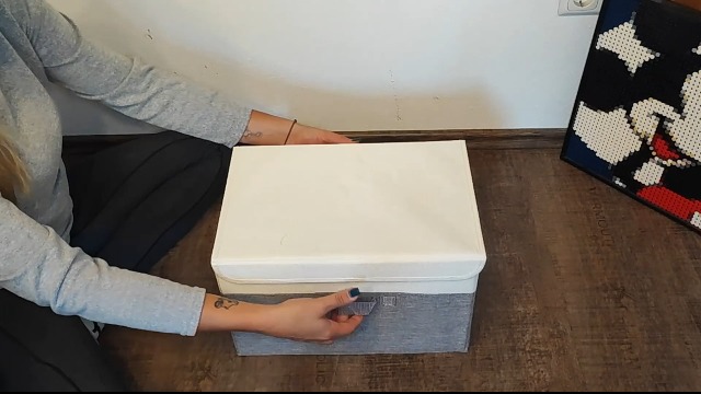 GRANNY SAYS Opbergboxen met deksel, pak van 3 stoffen opbergdozen met deksels, opbergbakken met deksel, kledingkast organizer opbergen en organiseren, opvouwbare opbergdoos voor kleding - Grijs