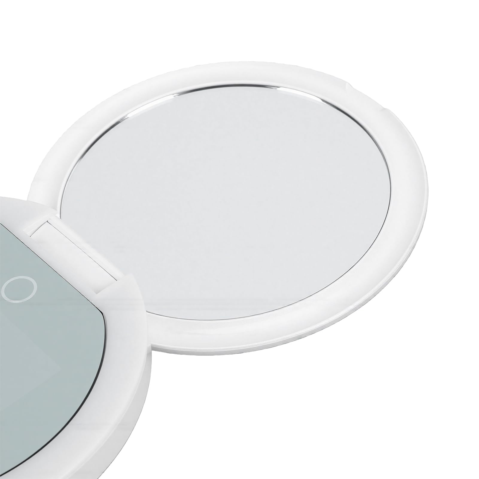 Jiawu Specchio per Prova Protezione Solare, Schermo HD Ingranditore 2X con Luce Anulare a LED Fotocamera per Prova Protezione Solare, Specchio per Trucco Portatile con Batteria USB C Ricaricabile per
