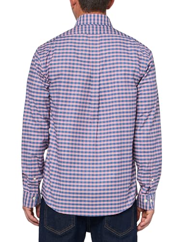 Brooks Brothers Stretch Cotton Non-Iron Oxford Polo Button Down Collar, Navy Ground Check Shirt, Navygroundchk2