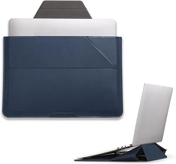 MOFT Laptop Carry Sleeve, 2-in-1 Laptop Bag & Stand for 16" MacBook Air/Pro & Dell/HP/Lenovo/Asus, Stylish Slim Computer Sleeve Bag with Expandable Storage for Computer Accessories, Deep Blu