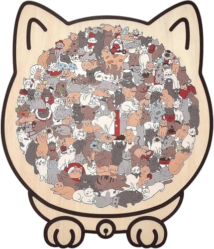 135-Piece Cat Shaped Wooden Puzzle
