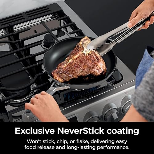 Ninja NeverStick Professional Hard-Anodized 10 Piece Pots & Pans Set, Nonstick Cookware Set, Durable, Oven Safe to 500°F, Slate Grey, C39500