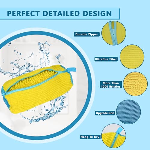 2Pcs Shoe Washing Machine Bag, Shoe Cleaning Bag Laundry Shoe Bag for Washer and Dryer, Reusable Shoe Wash Bag for Sneaker Tennis Shoe Cleaner Kit (Yellow)2