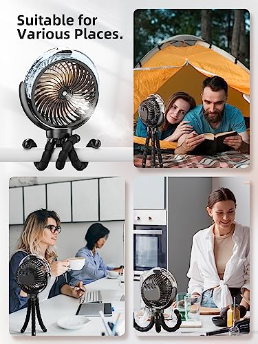 Misting Stroller Fan, 6000Mah Battery Operated Portable Fan With Light & 360° Pivoting, Personal Fan With Flexible Tripod For Baby, Office, Travel,Treadmill,Outdoors #TOP7