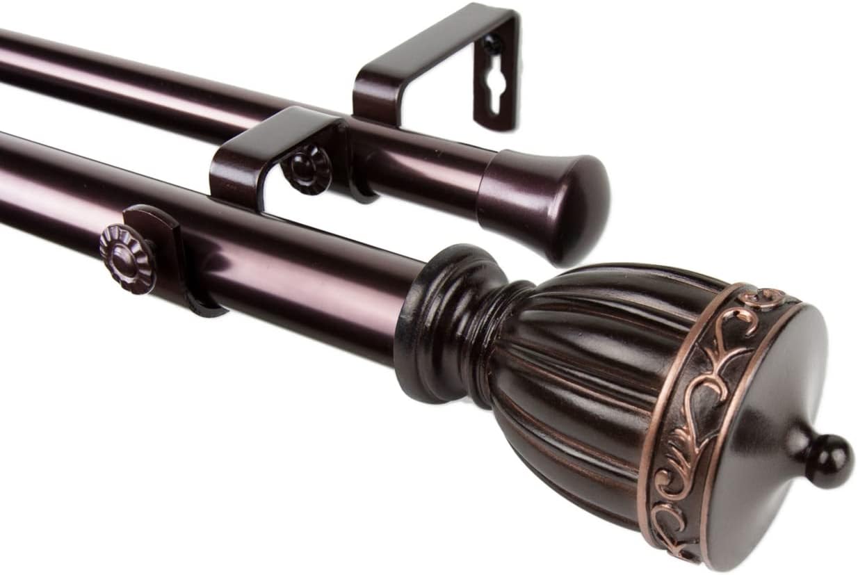 Rod Desyne 100-48-289-D 1" Debussy Double Curtain Rod, 28-48 inch, Bronze