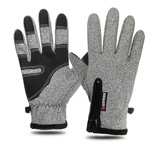 KKmoon Luva à prova d'água com todos os dedos Tela sensível ao toque Nylon Zíper Fluff quente à pro