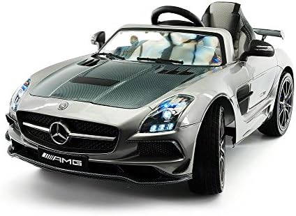 Amazon Com 2021 Sls Amg 12v Powered Kids Ride On Car Leather Seat Led Lights Parental Remote Built In Lcd Touch Screen Tv Dashboard Stroller Seatbelt Silver Toys Games
