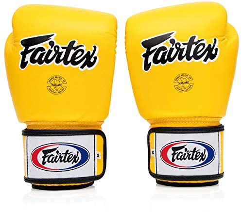Image of Fairtex BGV1 Muay Thai Boxing Training Sparring Gloves for Men, Women, Kids| Premium Quality, Light Weight & Shock Absorbent 16 oz Boxing Gloves -Yellow