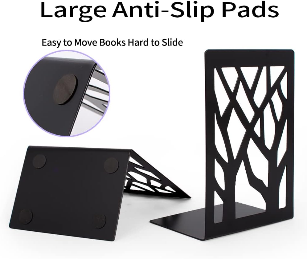 Metal Bookends-Heavy Book Ends for Shelves,Book Shelf Holder Home Decorative,Black Bookend Supports (2) : Home & Kitchen