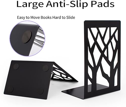 Miniatura 5 de Sujetalibros de metal, extremos de libros pesados para estantes, estante para libros, decoración del hogar, soportes negros