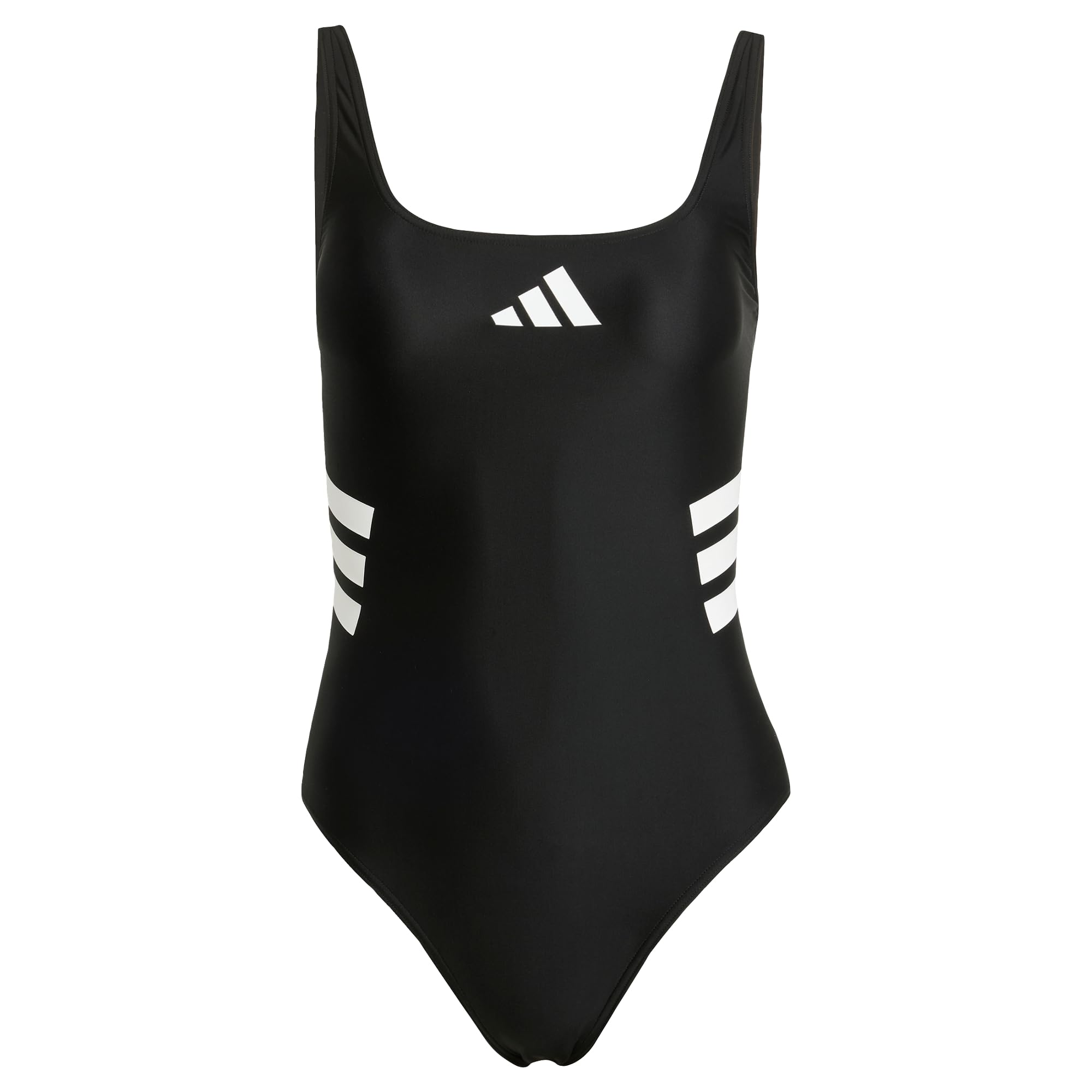 adidas Women's 3 Stripes U-Back Swimsuit, Black/White, 40