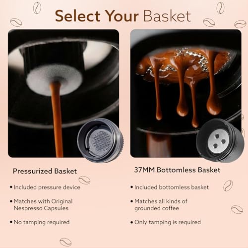 Image of AGARO Elite Hand Press Portable Espresso Maker, 10-Bar Hand Pressure, Compatible with Capsules & Ground Coffee, With Cup Holder, Travel-Friendly, Leak-Proof & Compact & Manually Operated