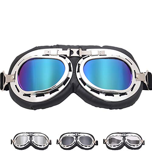 Motorcycle Goggles Retro Riding Helmets Glasses Anti-Scratch Dust Proof Cruiser Scooter Bike Eyewear Glasses Case Packed(Colorful) #TOP1