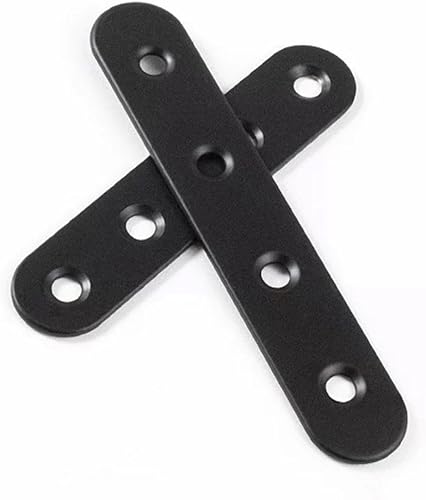 Miniatura 3 de Soporte de acero inoxidable en ángulo recto, soporte de metal plano negro con tornillos para marco de cama de madera, estantes de muebles (negro,