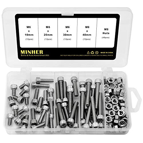 Tornillo Allen Caja de Combinación de Tuerca y Perno Allen M6 Juego de Tornillos Allen Mecánicos de Acero Inoxidable 304 10mm 20mm 30mm...
