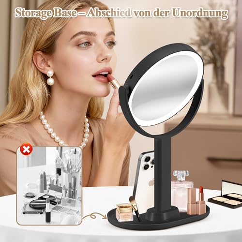 MOMOKUBA Kosmetikspiegel mit Beleuchtung, Vergrößerungsspiegel mit Licht 30fach, Kosmetikspiegel mit Vergrößerung 7"… – Ansicht 5