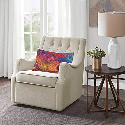Ekobla FBA-PILLOW-LUX-A62 Throw Pillow Cover Abstract Colorful Chaotic Waves Rainbow With Purple Orange Gold Blue Colors Decor Lumbar Pillow Case Cushion For Sofa Couch Bed Standard Queen Size 20X30 Inch thumb #1
