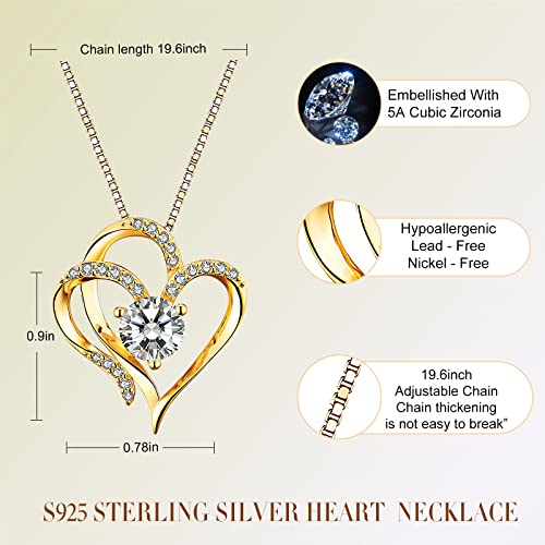 Double Heart Birthstone Necklace for Women - 925 Sterling Silver Adjustable Chain, 12-Month Cubic Zirconia Pendant, Gift for Wife/Girlfriend/Mom (Anniversary, Valentine's Day, Christmas)4