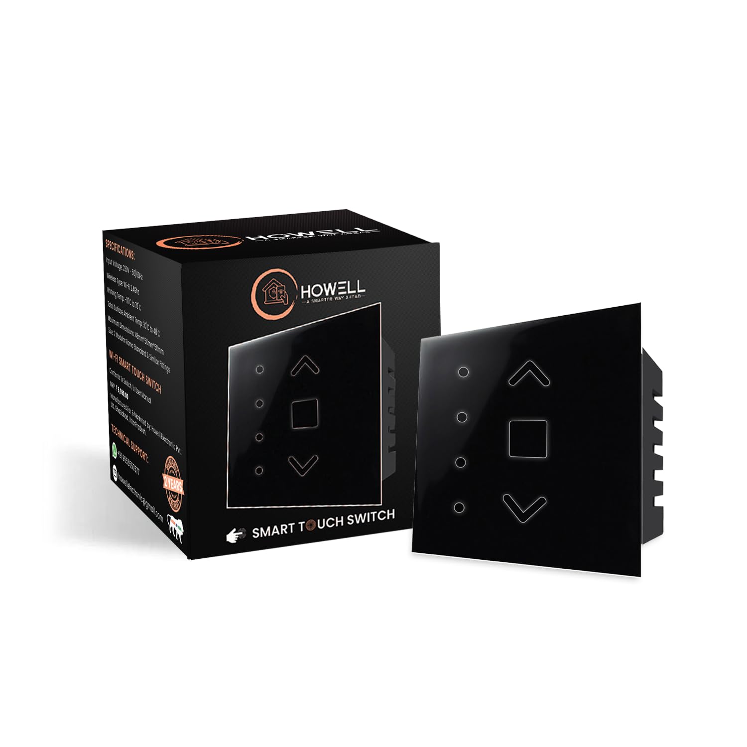 HOWELL Smart Touch Switch Fan Regulator, Wi-Fi Enabled, No Additional Hubs, No Automation Related Wiring, Compatible With Amazon Alexa And Google Assistant, Add Shortcuts To Siri (Black)