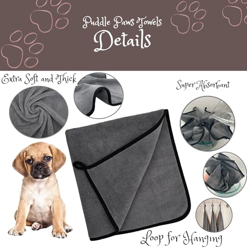 3 Pack ‘Puddle Paws Dog Towels’, 2 Large (51×23 inch) & 1 Small (23×23 inch) Luxury 800 GSM Plush Microfiber Pet Towels for Bath, Shower, Grooming, Swimming, and Travel by Keystone 3 Pack ‘Puddle Paws Dog Towels’, 2 Large (51×23 inch) & 1 Small (23×23 inch) Luxury 800 GSM Plush Microfiber Pet Towels for Bath, Shower, Grooming, Swimming, and Travel by Keystone