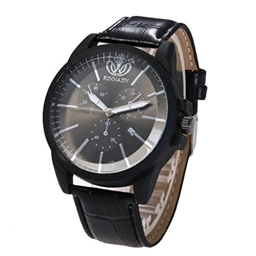 Toamen Relojes De Pulsera Redondo De Cuarzo AnalóGico De Banda De Cuero De Moda para Hombres (A1)