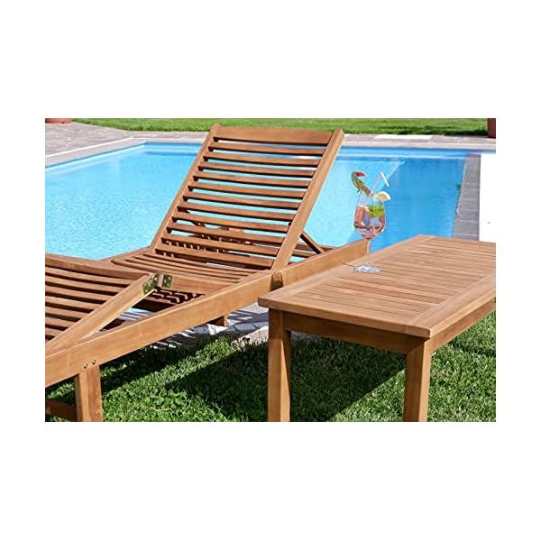 ALEOS Teak Sonnenliege Cozy+ mit Beistelltisch Coco