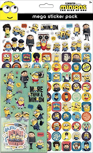 Paper Projects 01.70.22.027 Minions: The Rise of Gru Mega Pack | drei Arten von Aufklebern (insgesamt ca. 150 Stück) | wiederverwendbar auf nicht-porösen Oberflächen, mehrfarbig, 29,7 cm x 11 cm