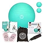 The Birth Ball - Birthing Ball for Pregnancy & Labor - 18 Page Pregnancy Ball Exercises Guide by Trimester - Non Slip Socks - How to Dilate, Induce, & Reposition Baby for Mom 65cm