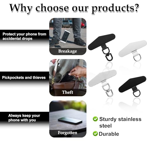 image for Lasuroa 4 Pcs Metal Phone Tether Tab, Rotatable 360 Cell Phone Lanyard
