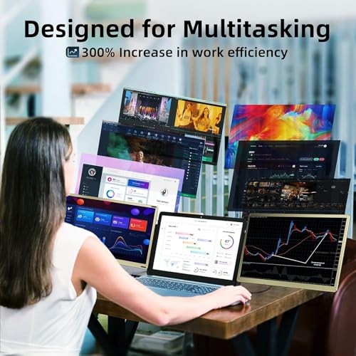Image of ROYY Laptop Screen Extender Double Monitor - 15.6 inch Detachable Portable Computer Monitor, FHD 1080P IPS 235 Degrees Rotation Extra Screen Compatible with Mac Wins Dex Chrome Fits 13-17 inch Laptop