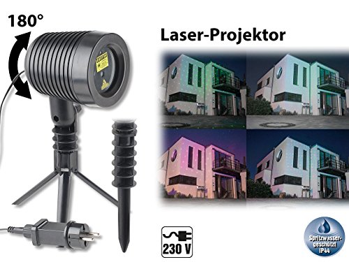 Lunartec Laser Projektor: Laserprojektor, bewegter Sternen-Regen-Lichteffekt, rot & grün, IP44 (Projektor außen, Laserlicht, Party)
