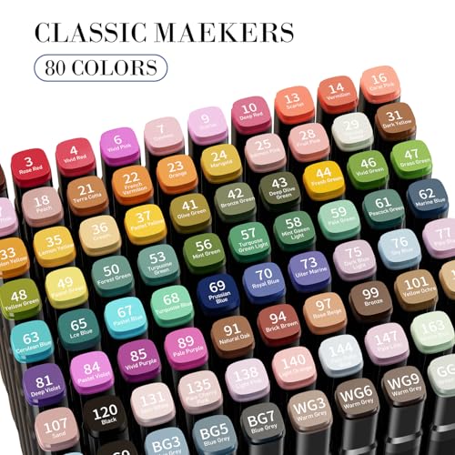 Image of WELLOKB Alcohol Markers, 60 Dual Tip Permanent Art Markers for Coloring, Illustrations, and Sketching, Includes Case for Easy Storage, Alcohol, Based Ink Ideal for Book Painting and Card Making