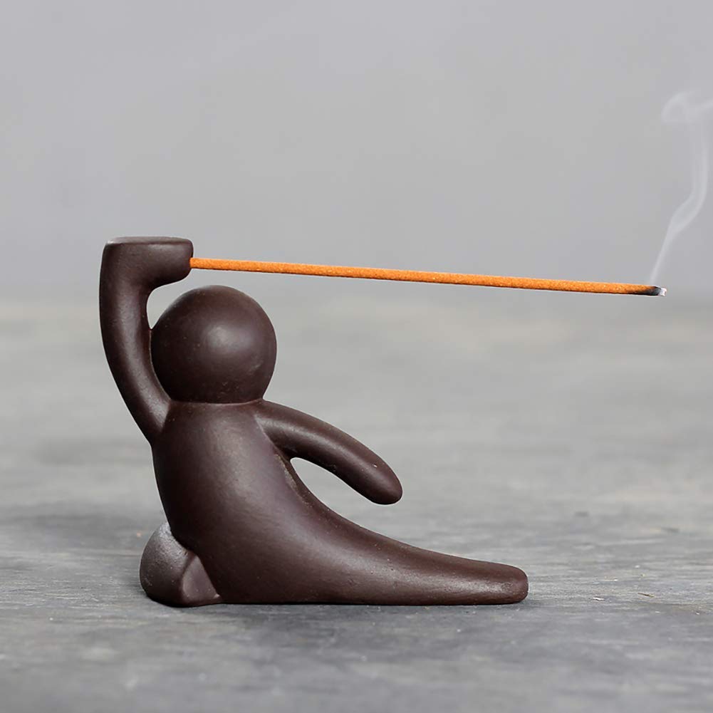 Brûleur d'encens en céramique d'épéiste marron pour salon de thé