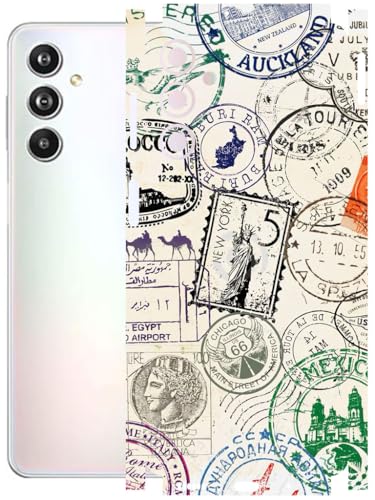 Image of AtOdds - Full Body Back Screen Guard Protector Film - Lamination Wrap Skin Sticker Compatible with Samsung Galaxy F54 (5G) | Scratchproof Matte Finish (Stamps)