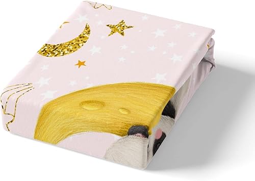 Miniatura 5 de Feelyou Juego de edredón de panda de dibujos animados lindo, juego de ropa de cama con estampado de panda para dormir, luna y estrella, juego de